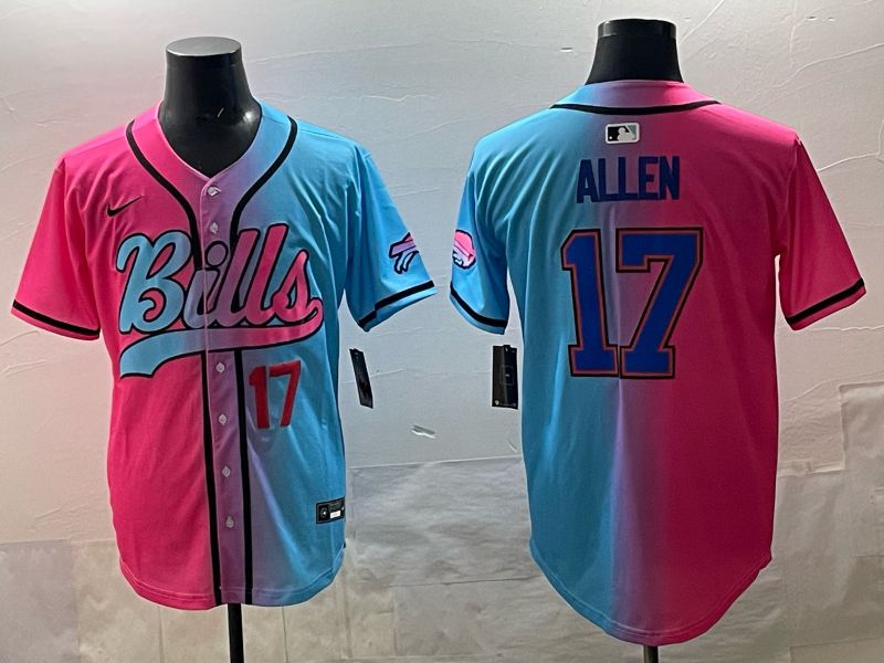 Men Buffalo Bills #17 Allen Blue pink Nike Limited 2025 NFL Jersey style 002